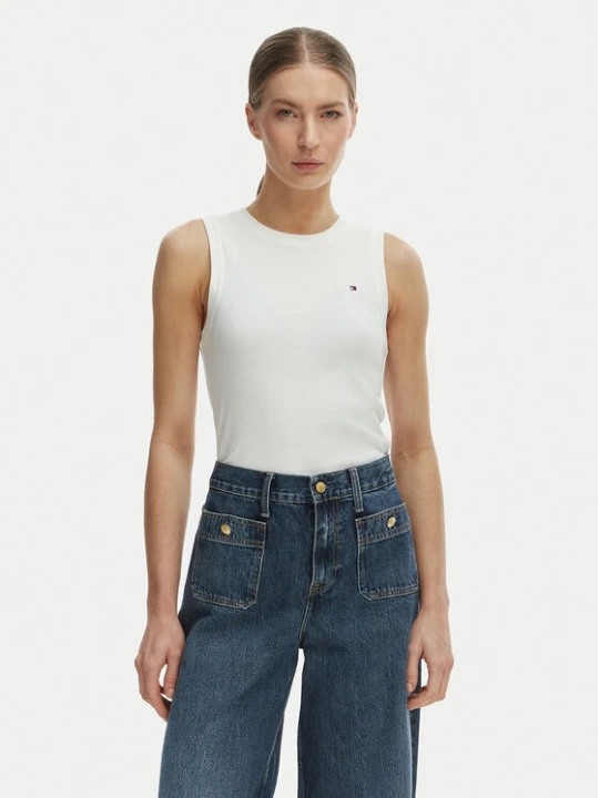 Foto del prodotto Tommy Hilfiger Top WW0WW47806 Écru Slim Fit Crema