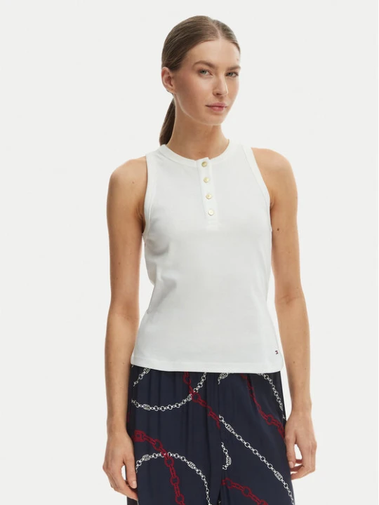 Foto del prodotto Tommy Hilfiger Top WW0WW49251 Écru Slim Fit Crema