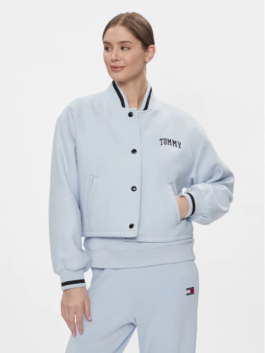 Foto del prodotto Tommy Jeans Bomber Varsity DW0DW17236 Celeste Relaxed Fit Azzurro chiaro