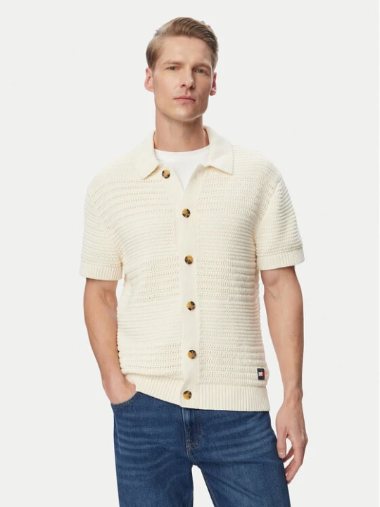 Foto del prodotto Tommy Jeans Camicia Crochet DM0DM23373 Beige chiaro Regular Fit