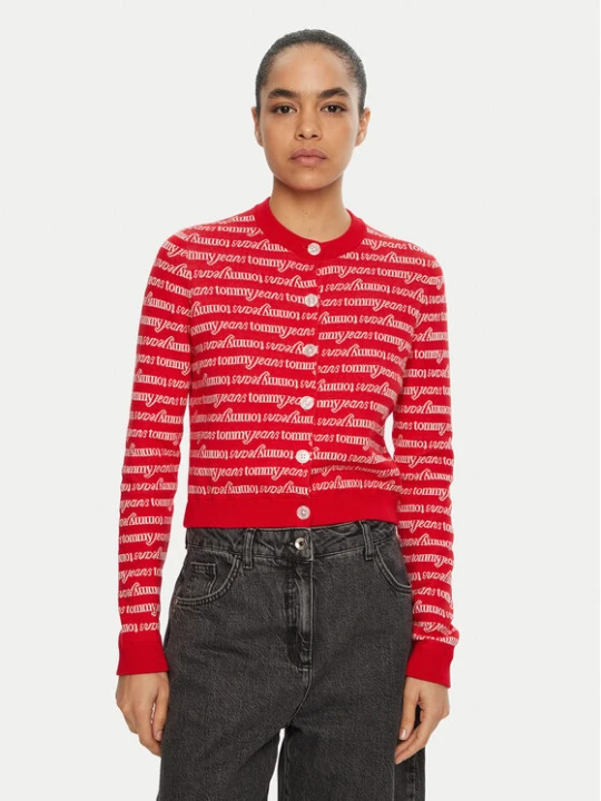 Foto del prodotto Tommy Jeans Cardigan DW0DW19340 Rosso Slim Fit