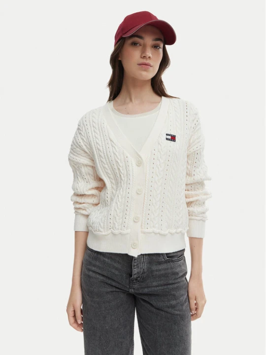 Foto del prodotto Tommy Jeans Cardigan DW0DW23024 Écru Regular Fit Crema