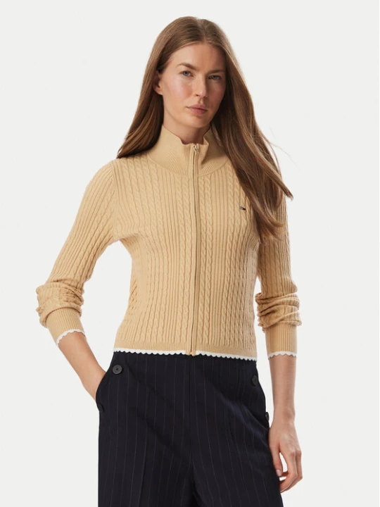 Foto del prodotto Tommy Jeans Cardigan DW0DW23355 Beige chiaro Slim Fit