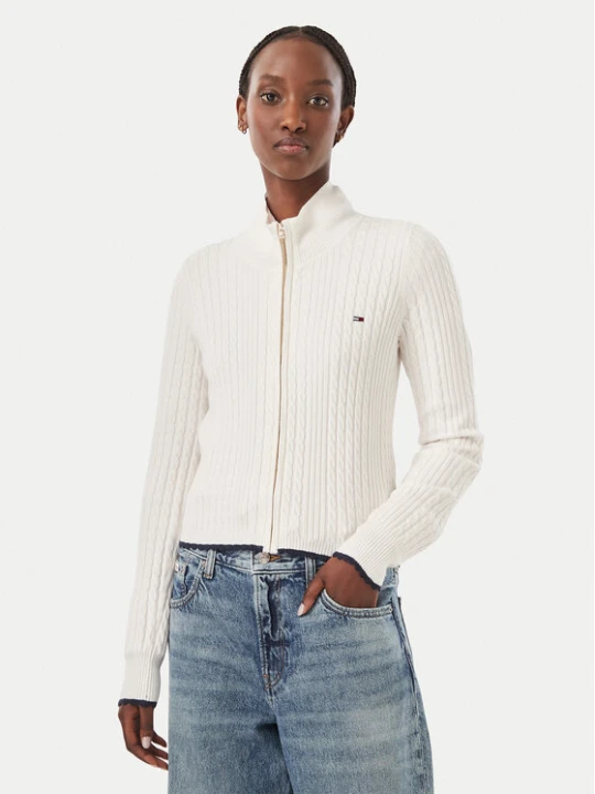 Foto del prodotto Tommy Jeans Cardigan DW0DW23355 Crema Slim Fit