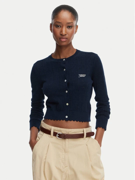 Foto del prodotto Tommy Jeans Cardigan Pointelle DW0DW22931 Blu scuro Regular Fit