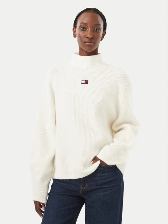 Foto del prodotto Tommy Jeans Maglione Badge DW0DW23349 Bianco Relaxed Fit