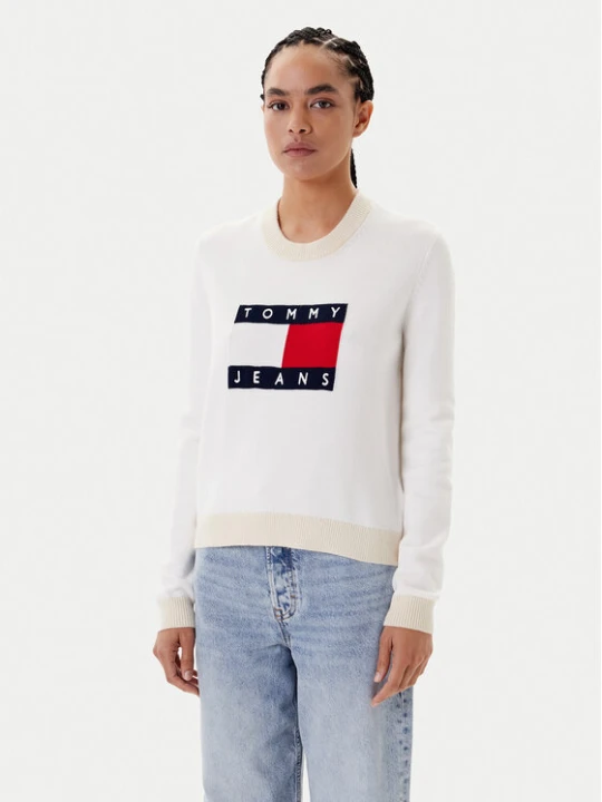 Foto del prodotto Tommy Jeans Maglione Colorblock Flag DW0DW20970 Bianco Regular Fit