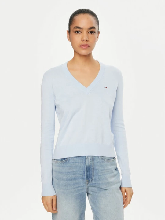 Foto del prodotto Tommy Jeans Maglione Essential DW0DW19888 Celeste Regular Fit Azzurro chiaro