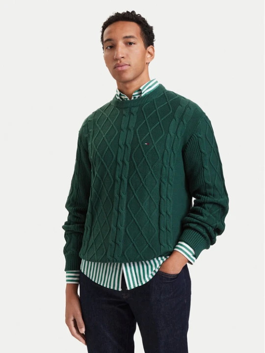 Foto del prodotto Tommy Jeans Maglione Flag DM0DM23405 Verde scuro Regular Fit