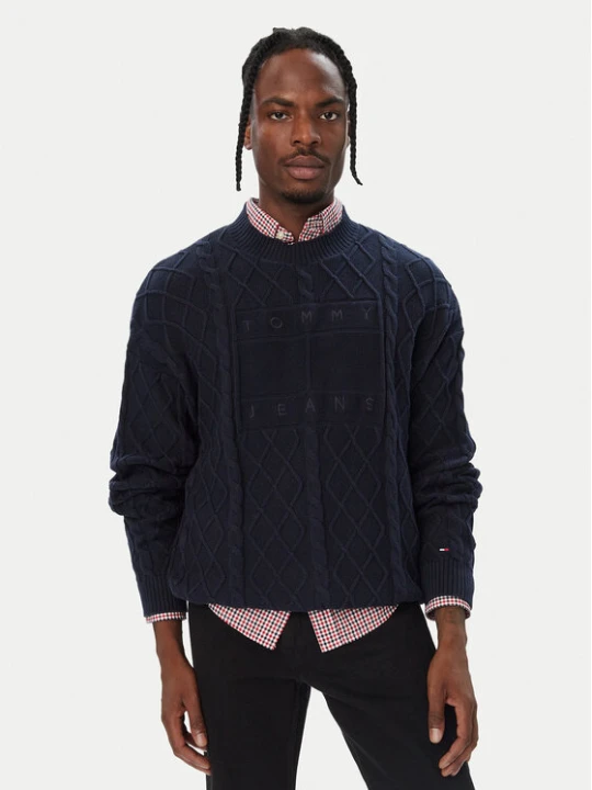 Foto del prodotto Tommy Jeans Maglione Flag DM0DM23614 Blu scuro Relaxed Fit