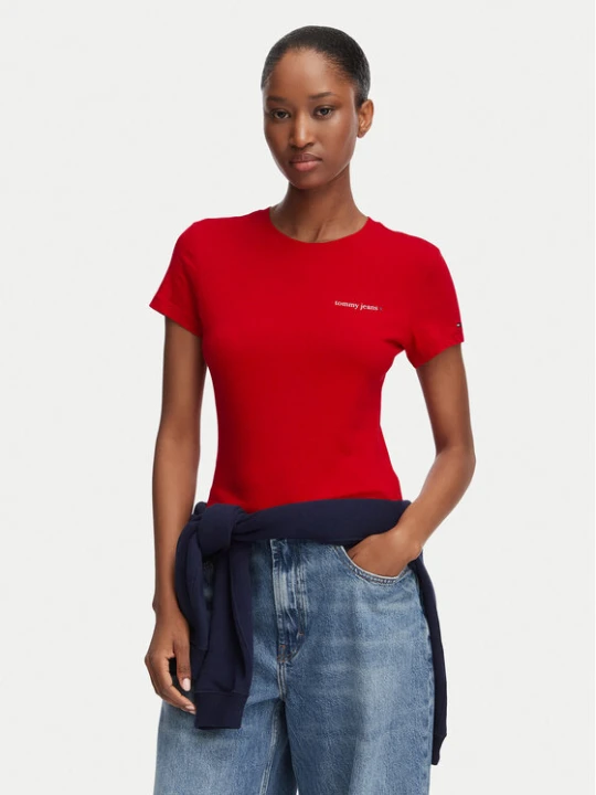 Foto del prodotto Tommy Jeans T-shirt Ess Logo DW0DW23479 Rosso scuro Slim Fit