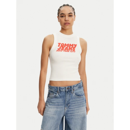 Foto del prodotto Tommy Jeans Top DW0DW21339 Écru Slim Fit Crema