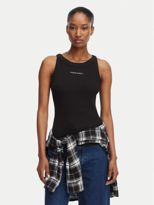 Foto del prodotto Tommy Jeans Top Ess Logo 1 DW0DW22806 Nero Slim Fit