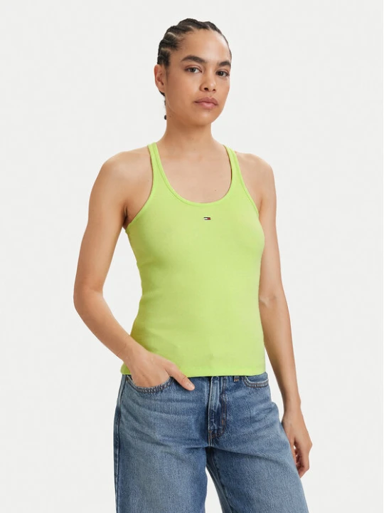 Foto del prodotto Tommy Jeans Top Racerback DW0DW22264 Verde chiaro Slim Fit