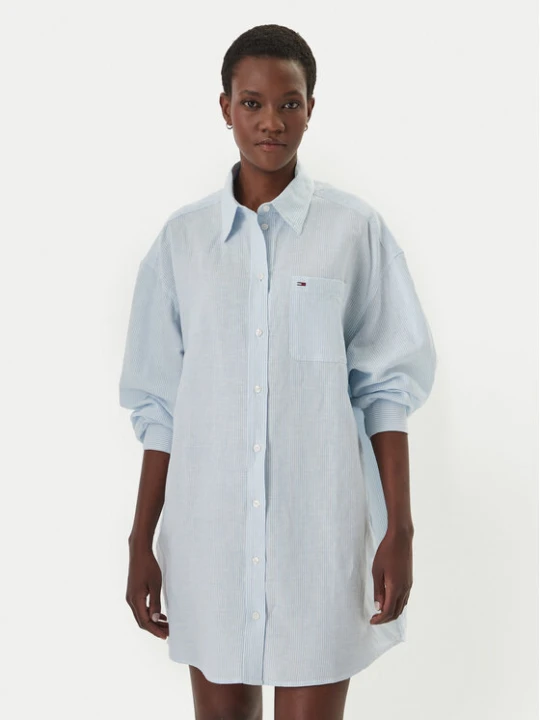 Foto del prodotto Tommy Jeans Vestito chemisier DW0DW22344 Celeste Relaxed Fit Azzurro chiaro