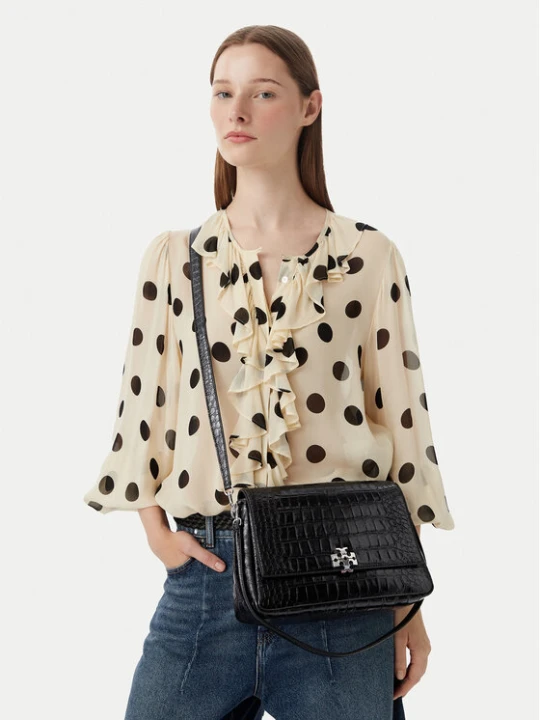 Foto del prodotto Tory Burch Borsetta Charlie Embossed Croc Shoulder Bag 183354 Nero
