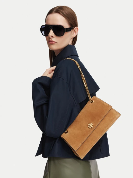Foto del prodotto Tory Burch Borsetta Kira Turnlock Suede Shoulder Bag 178857 Marrone