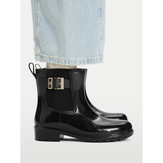 Foto del prodotto Wellington Tommy Hilfiger Th Buckle Glossy Ankle Rain Boot FW0FW09543 Nero