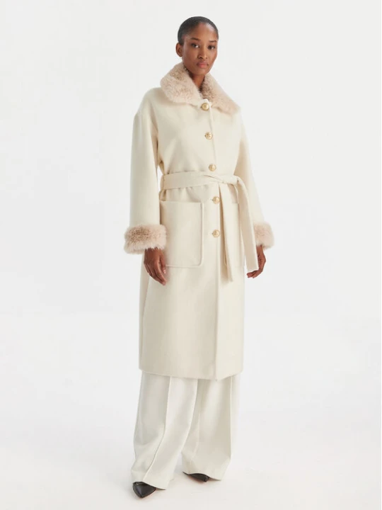 Foto del prodotto YES LONDON Cappotto di lana CD1211 Crema Regular Fit