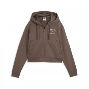 Foto del prodotto PUMA Felpa con zip Varsity Standard da donna, Abbigliamento, Marrone brązowy