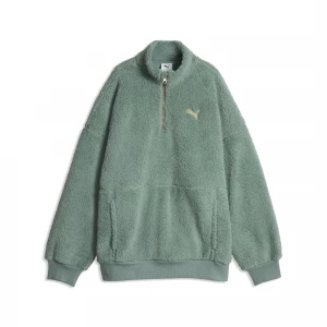 Foto del prodotto PUMA Felpa oversize con zip in sherpa da donna, Abbigliamento, Verde zielony