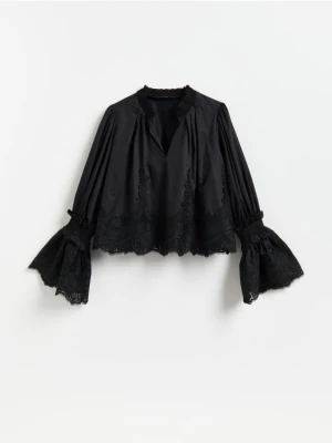 Foto del prodotto Reserved - Blusa in cotone con maniche decorative - nero