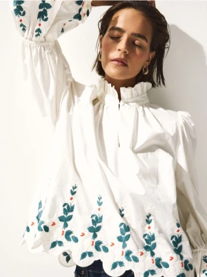 Foto del prodotto Reserved - Blusa in cotone con ricamo - panna