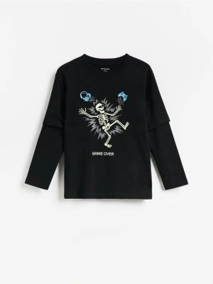 Foto del prodotto Reserved - Maglia a maniche lunghe con stampa fosforescente - nero