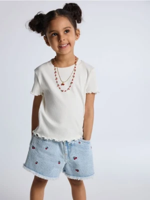 Foto del prodotto Reserved - Shorts paperbag in denim con ricamo - blu