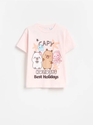 Foto del prodotto Reserved - T-shirt Capibara CapyFun - rosa pastello