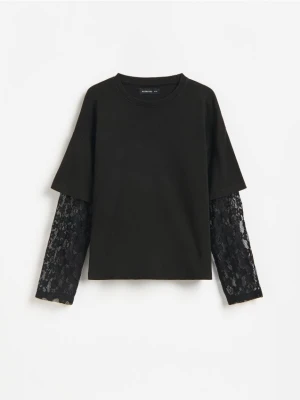 Foto del prodotto Reserved - T-shirt con maniche in pizzo - nero