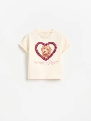 Foto del prodotto Reserved - T-shirt con stampa e applicazione - nude