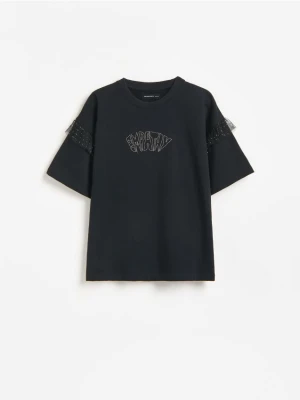 Foto del prodotto Reserved - T-shirt in cotone con dettagli a volant - nero