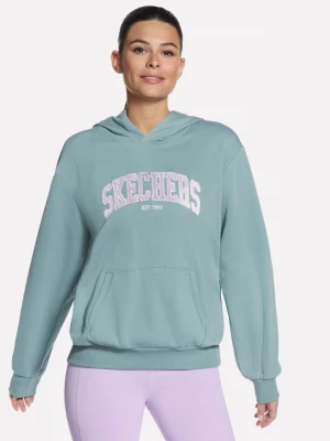 Foto del prodotto Skechers Donna Collegiate Pullover felpa con cappuccio in Grigio Chiaro / Turchese