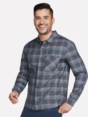 Foto del prodotto Skechers Uomo GO DRI Ridgetop Button Down Shirt in Nero / Carbone, Taglia Piccolo