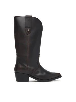 Foto del prodotto Tommy Hilfiger Stivali Leather Mid Calf Western Boot FW0FW09798 Marrone scuro