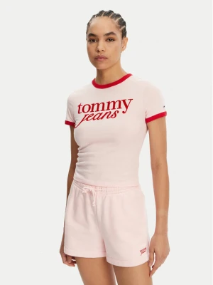 Foto del prodotto Tommy Jeans T-shirt Script Ringer DW0DW20631 Rosa Slim Fit